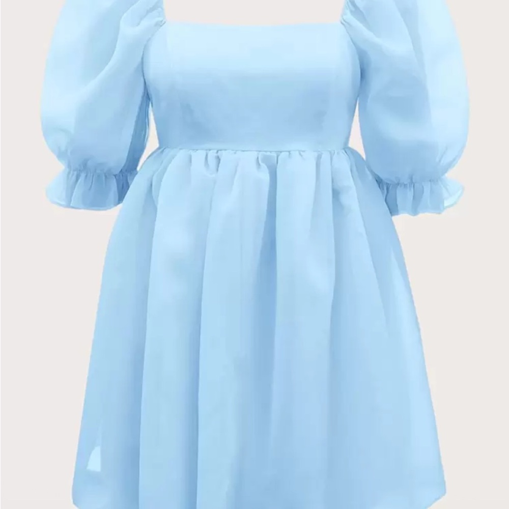 SHEIN Light Blue Puff Sleeve Dress